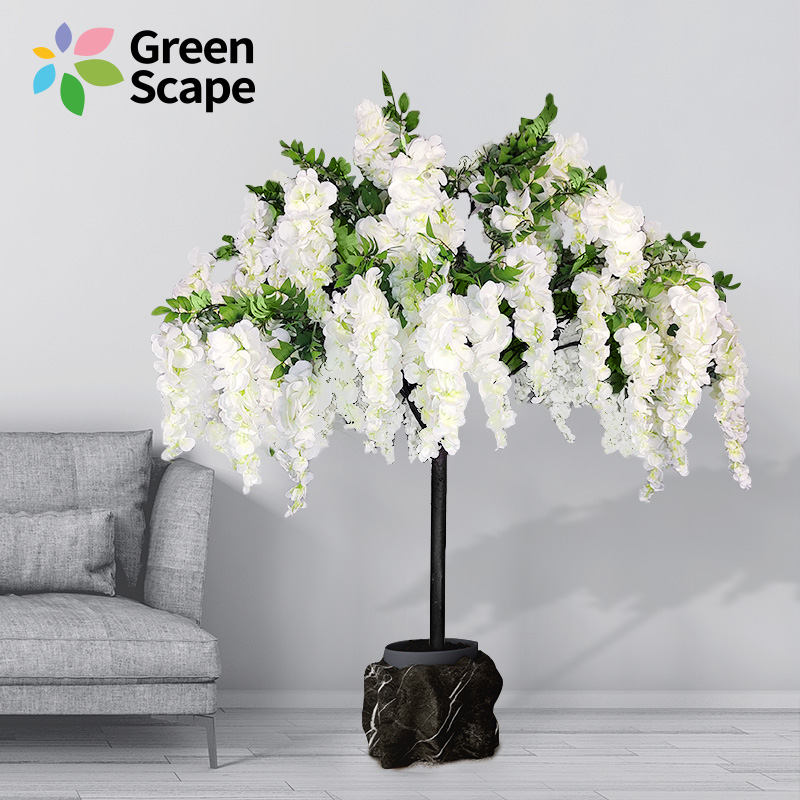 Freshly picked wisteria bouquets with a light fragrance, hanging flowers, balcony green plants, and specially designed for wedding decoration