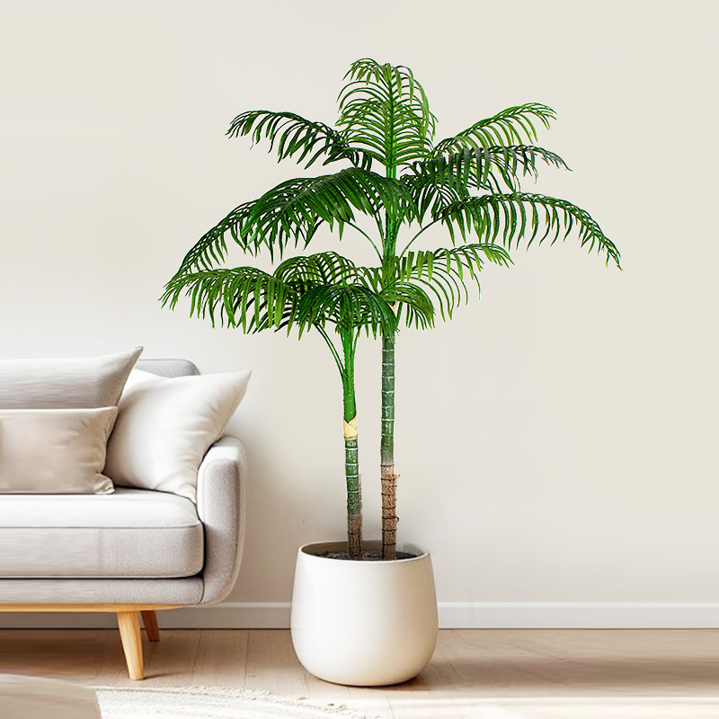 Two artificial palm tree potted plants infuse natural vitality into your home
